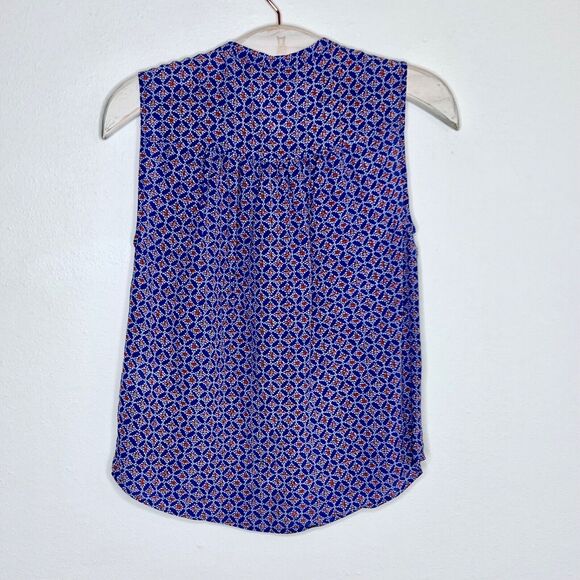 Joie Finnegan Silk Button Front Tank Top Blouse Blue Red White Floral Womens XS - Picture 4 of 6